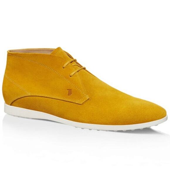 TOD'S Tumeric Suede Lace Up Chukka Ankle Sneaker Yellow‎ Mustard Gold Size 7 - Picture 1 of 9